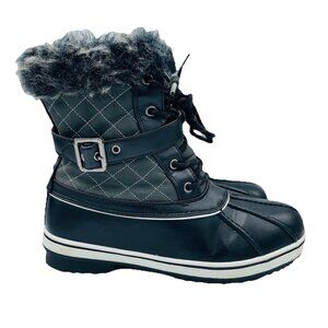 Dream Pairs Boots Women's Size 8 Black Gray River 3 Winter Snow Warm 3M Insulate